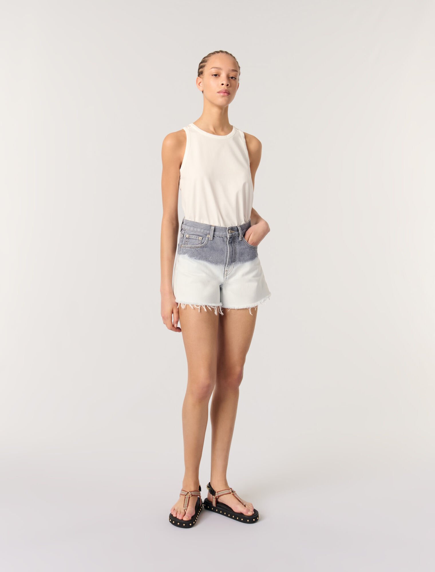 Shorts in denim tie & dye
