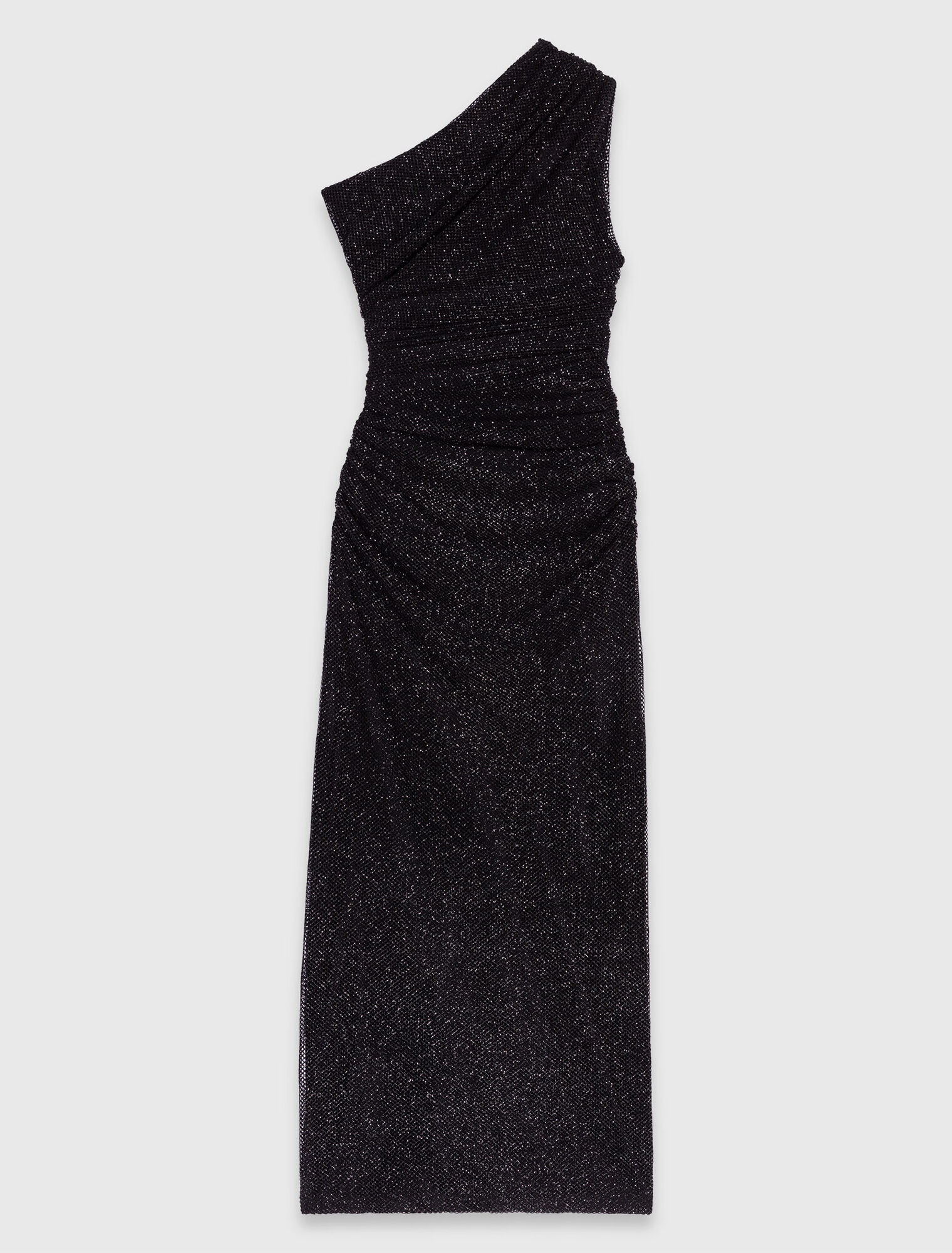 Abito asimmetrico in maglia strass