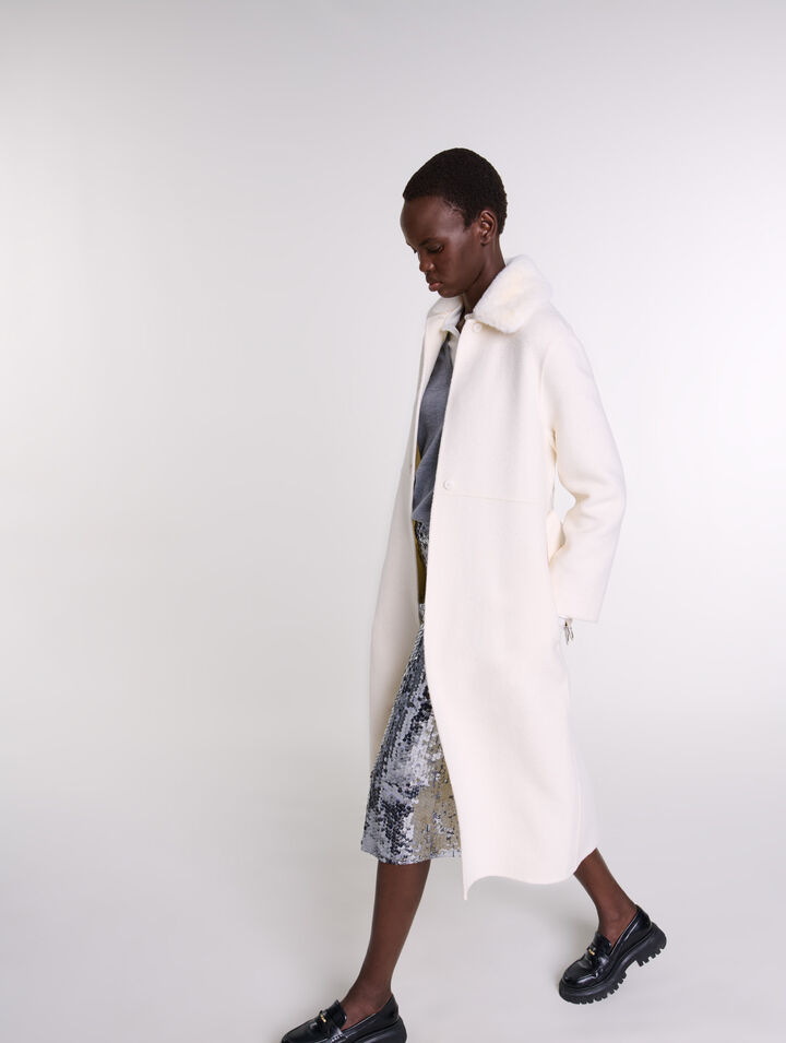 Cappotto in lana collo rimovibile