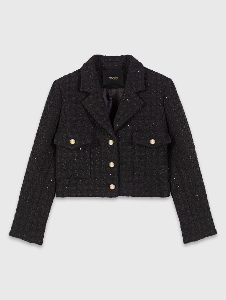 Giacca corta in tweed glitterata