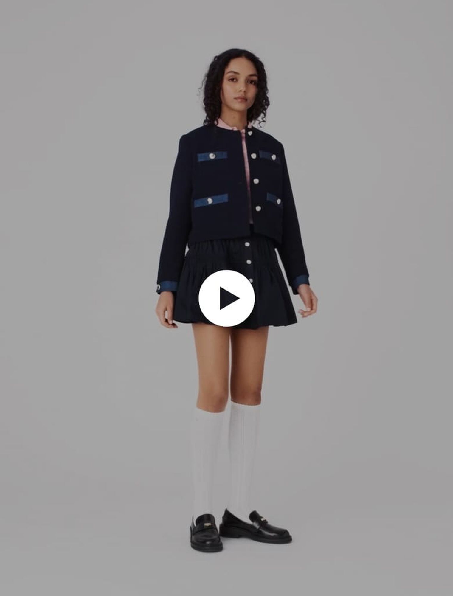 Giacca in tweed e profili denim