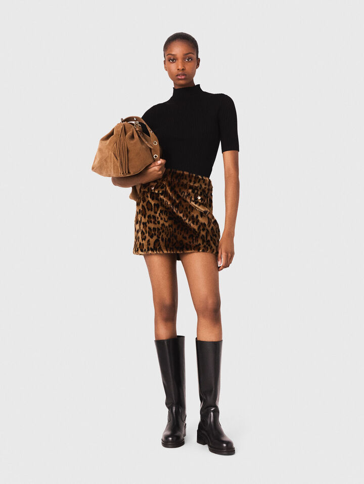 Minigonna in eco-pelliccia leopard