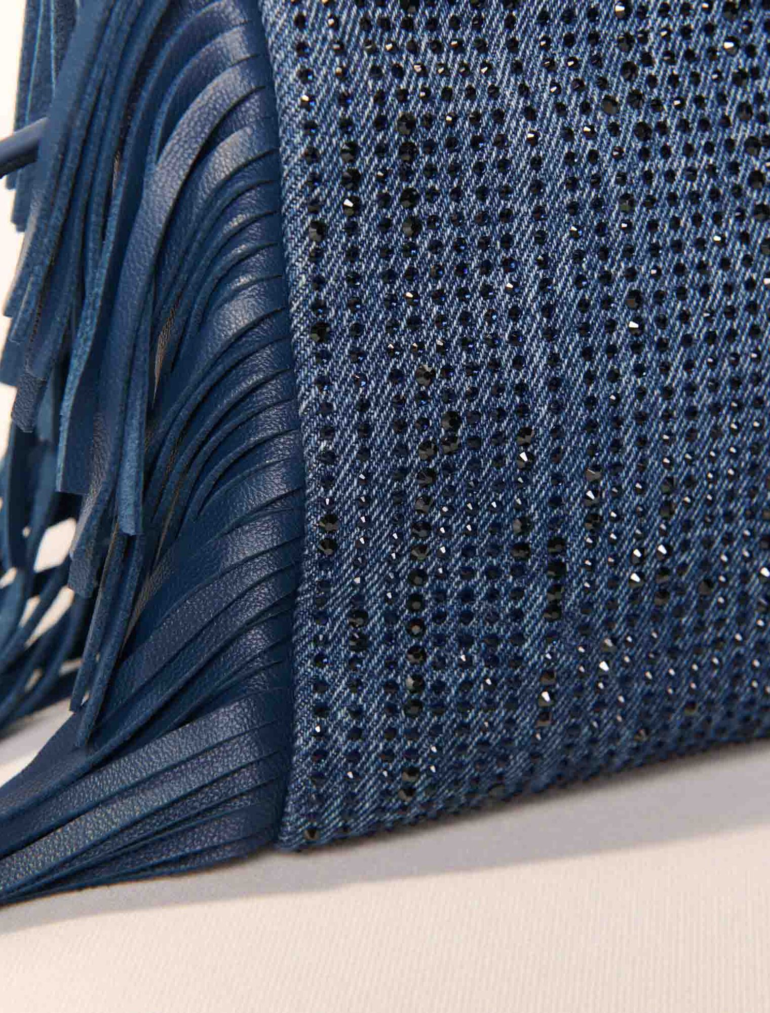 Borsetta M in denim glitterato