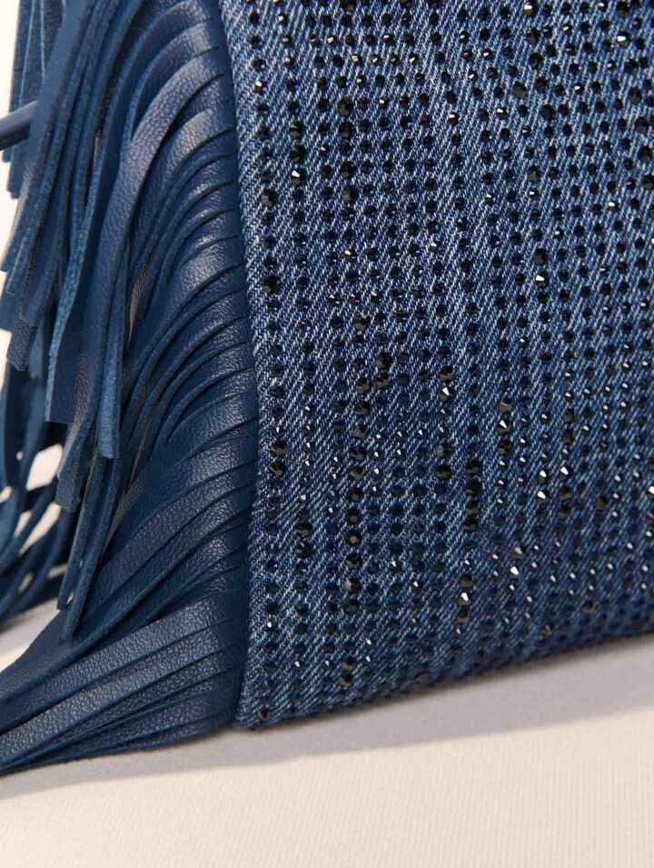 Borsetta M in denim glitterato