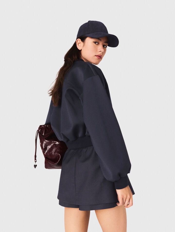Bomber con zip in lana mista