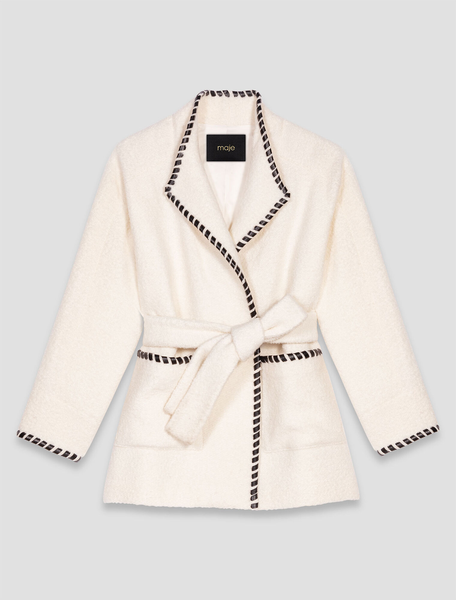 Cappotto foderato con nastro a contrasto