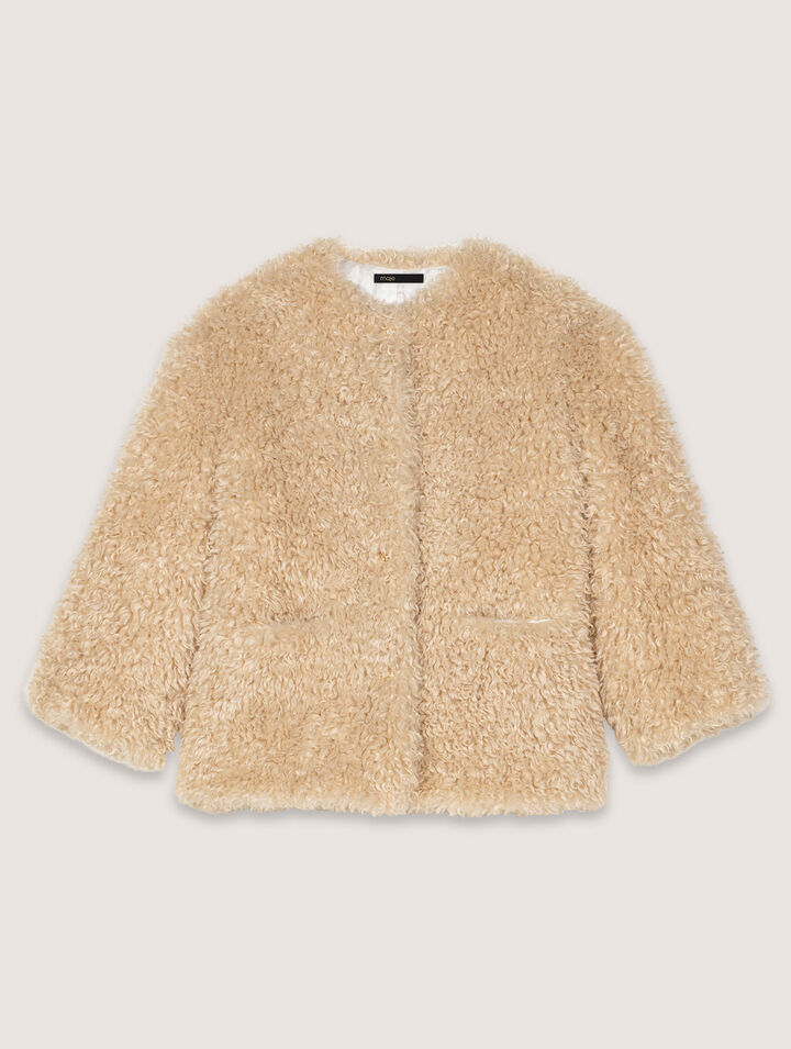 Cappotto corto in ecopelliccia