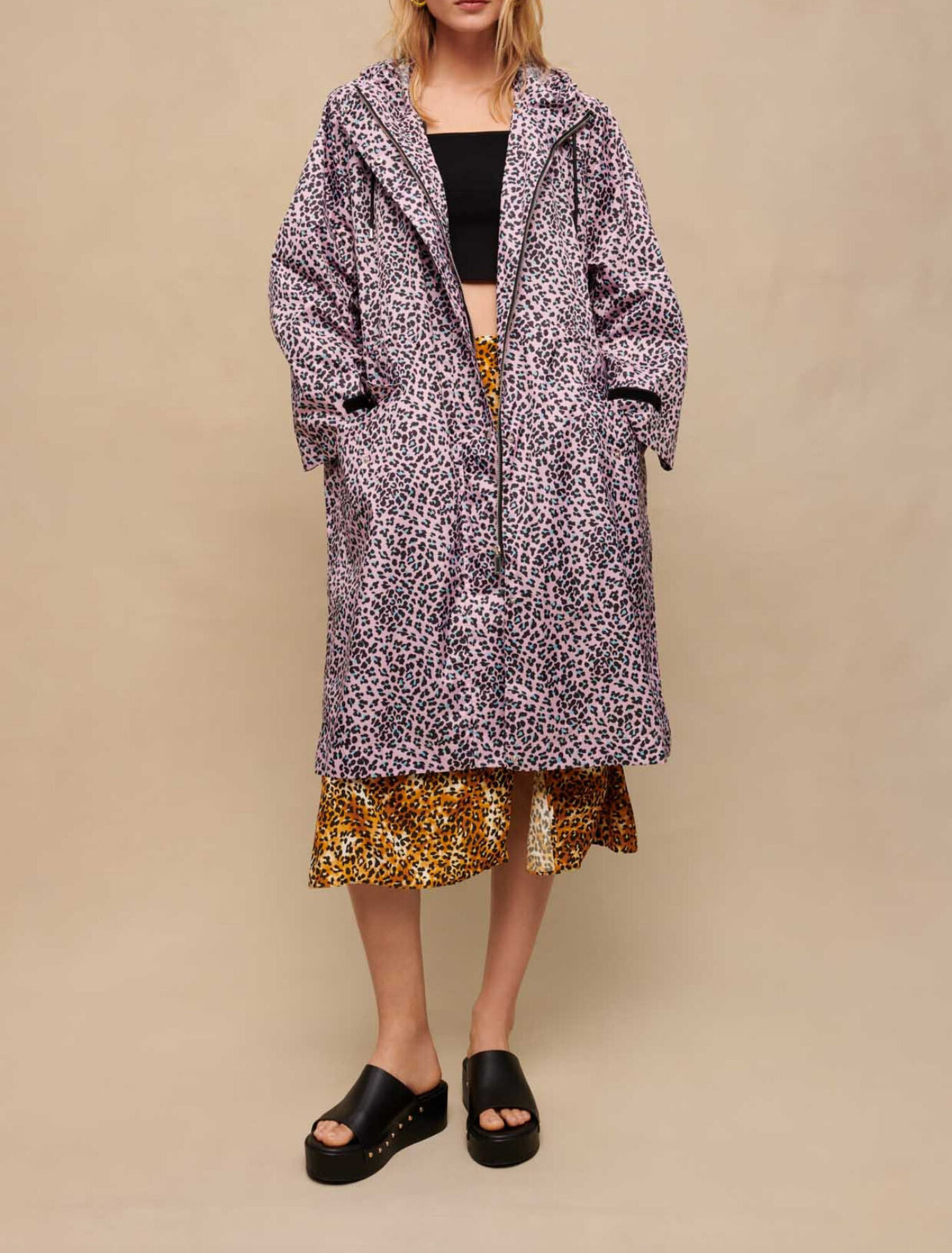 Cappotto impermeabile stampa leopardata