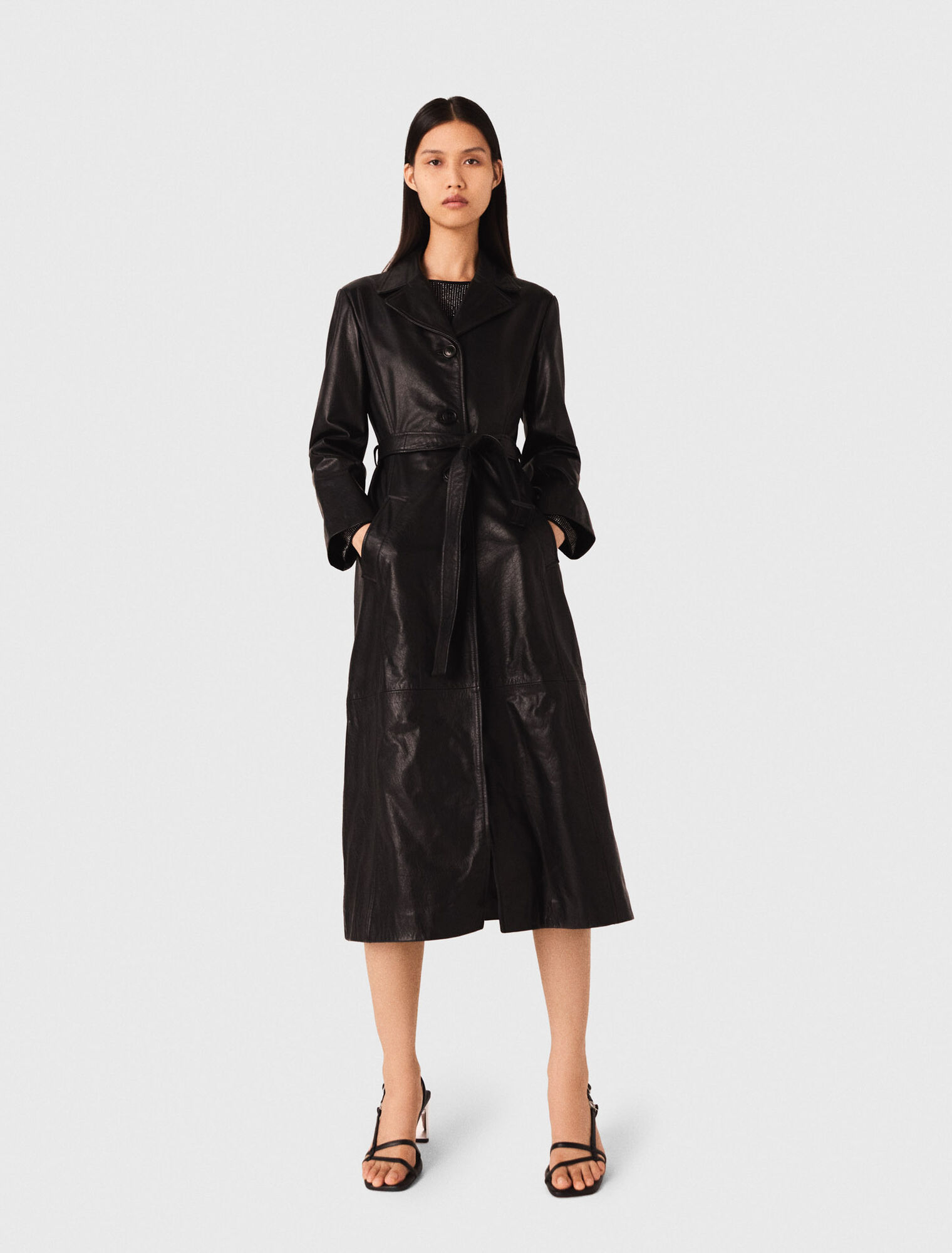Trench lungo in pelle