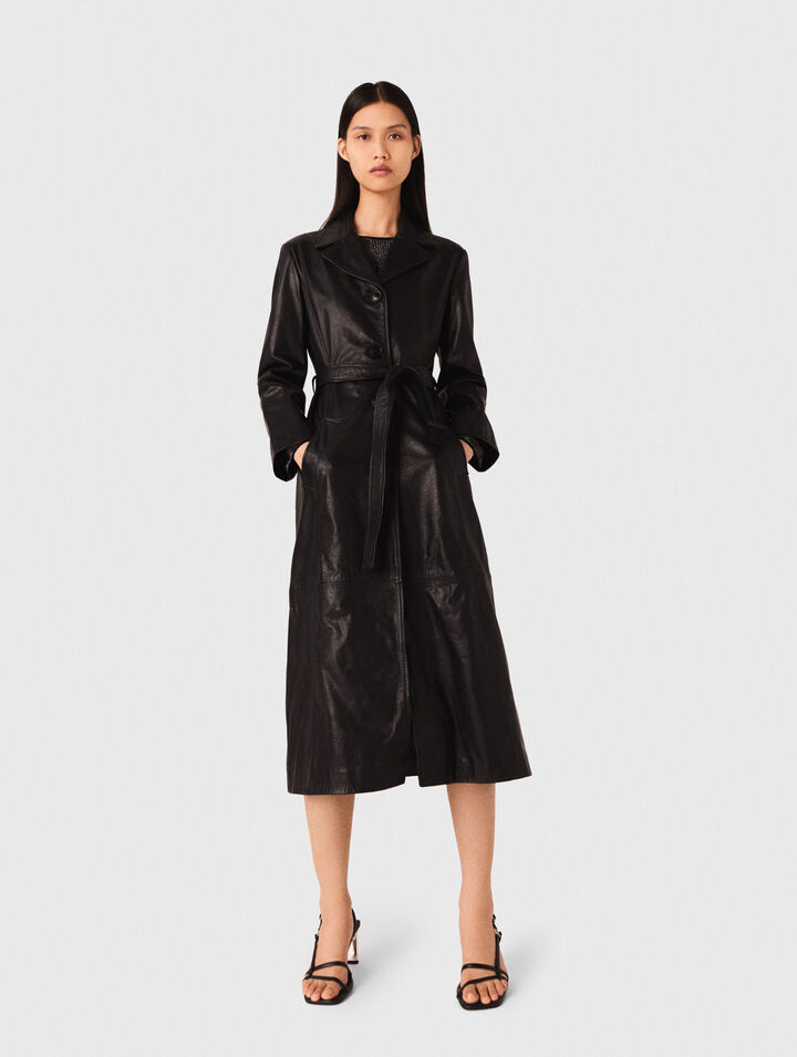Trench lungo in pelle