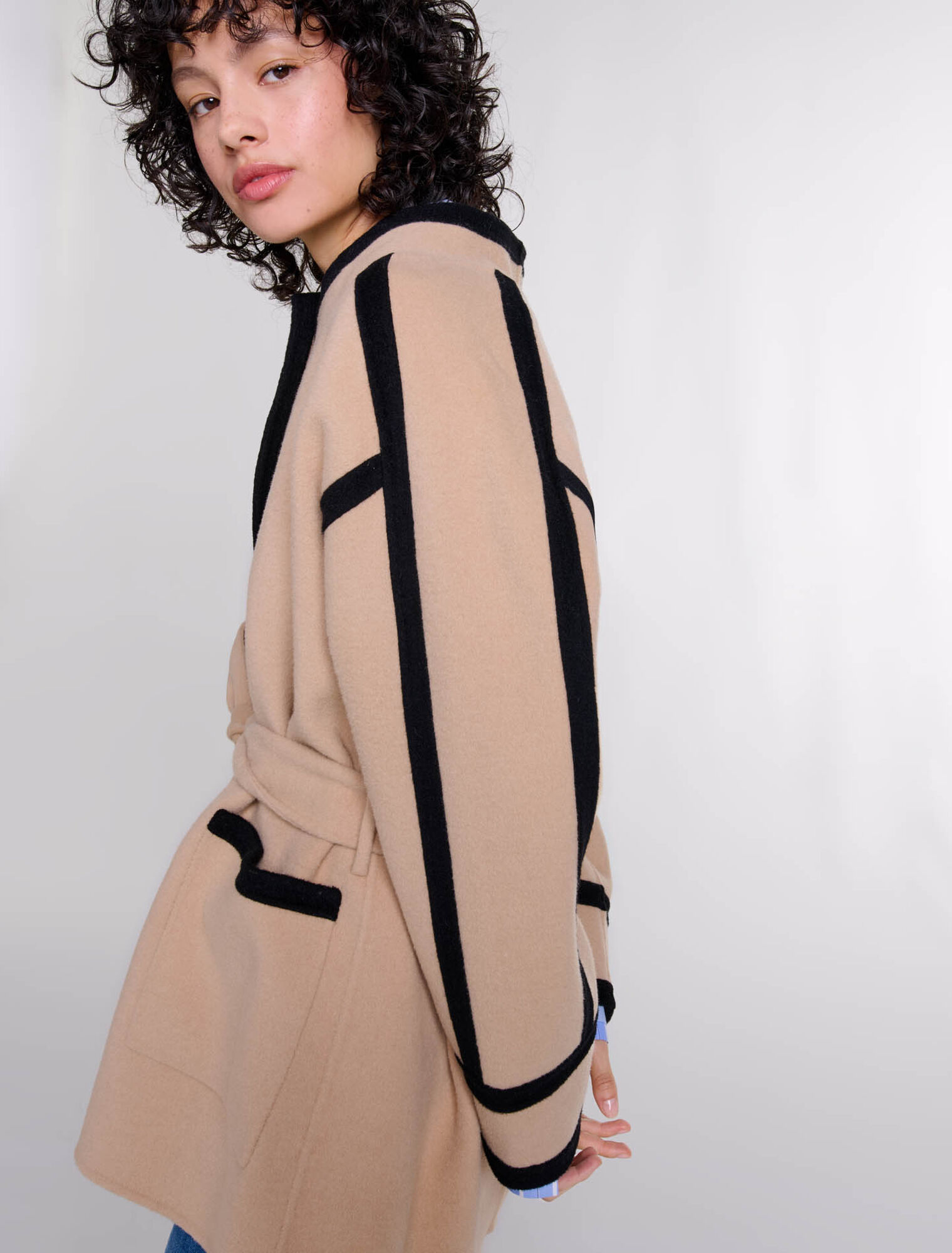 Cappotto corto bicolore