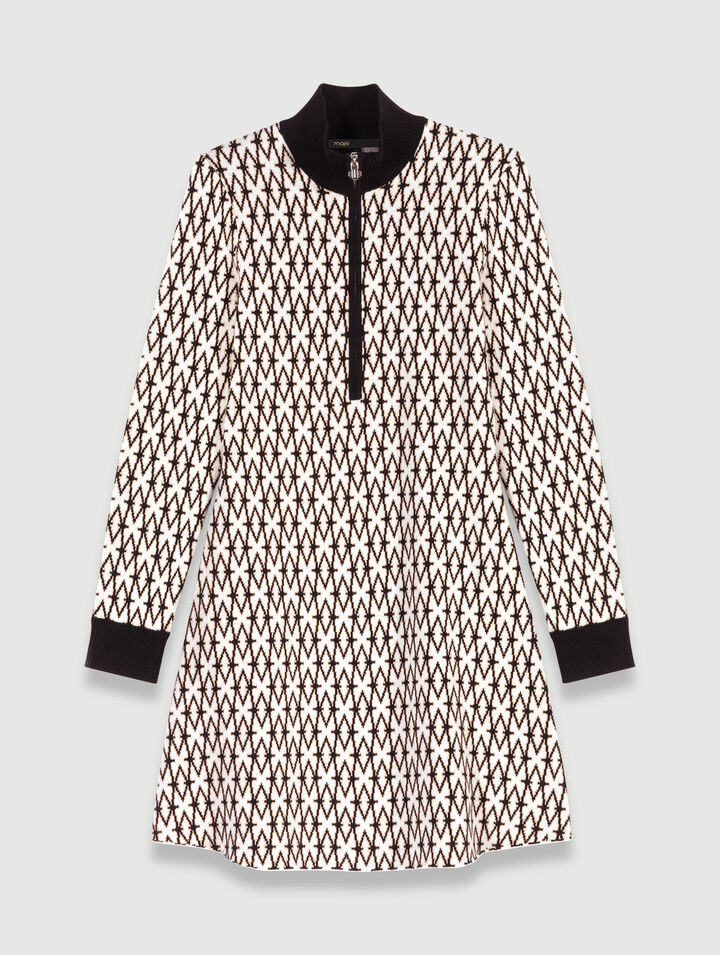 Abito corto monogramma in jacquard