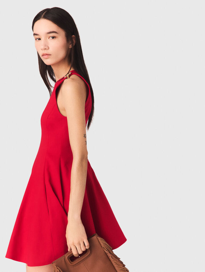 Abito corto svasato in misto lino