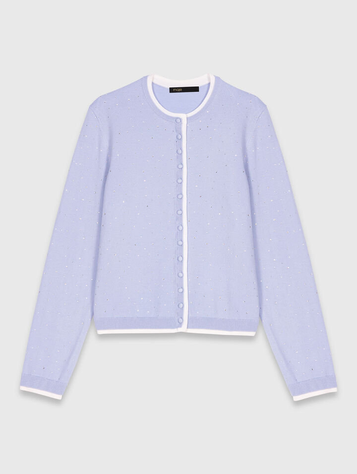 Cardigan 100% lana con strass