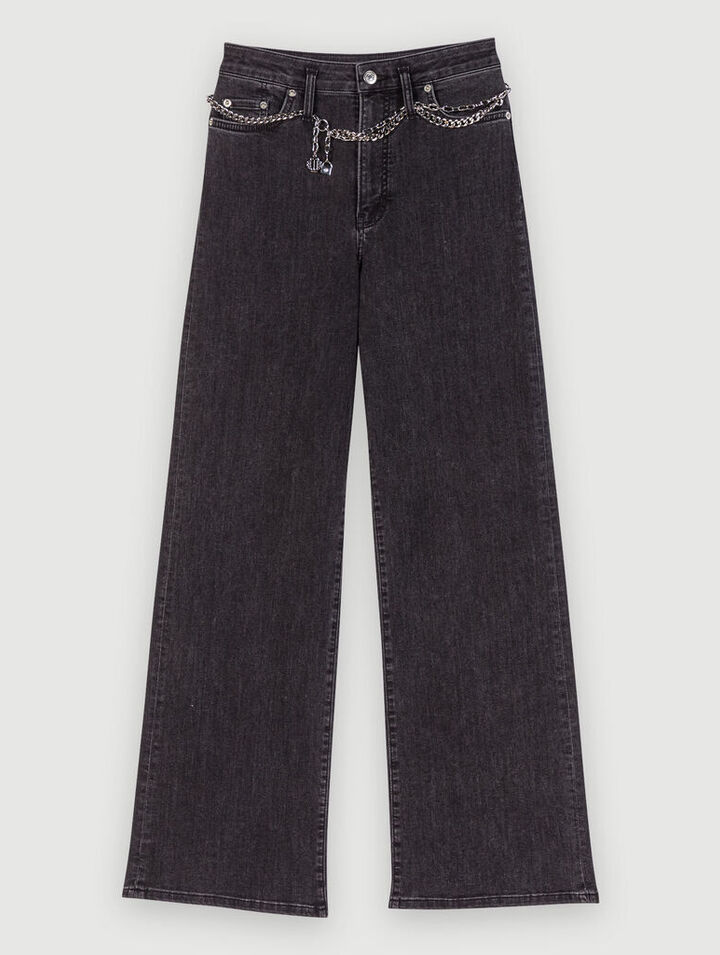 Jeans baggy con cintura nera