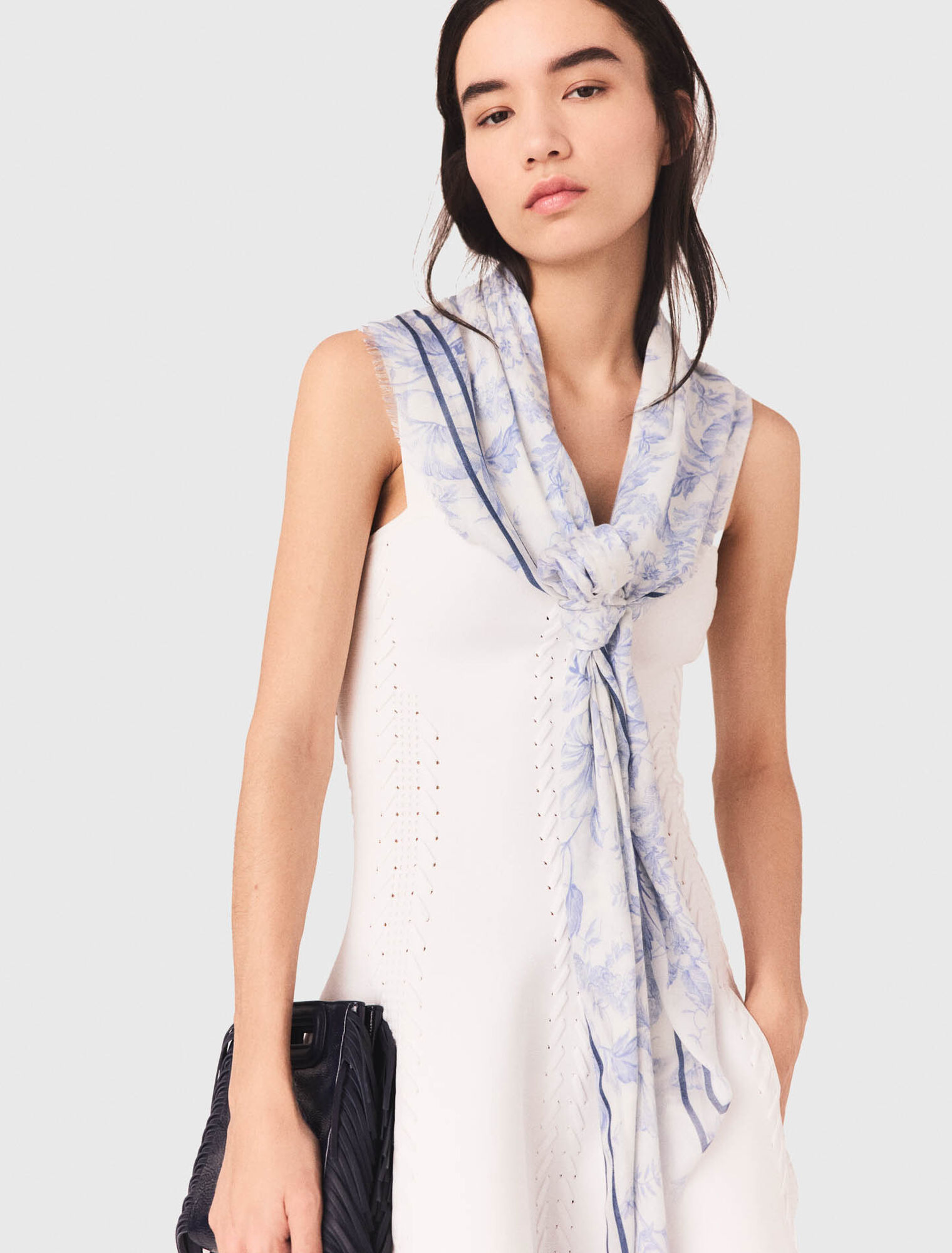 Scialle in misto lana stampa fiori