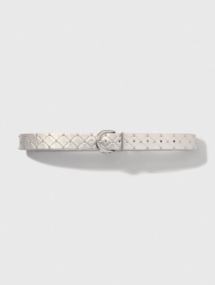 Cintura in pelle metal trapuntata