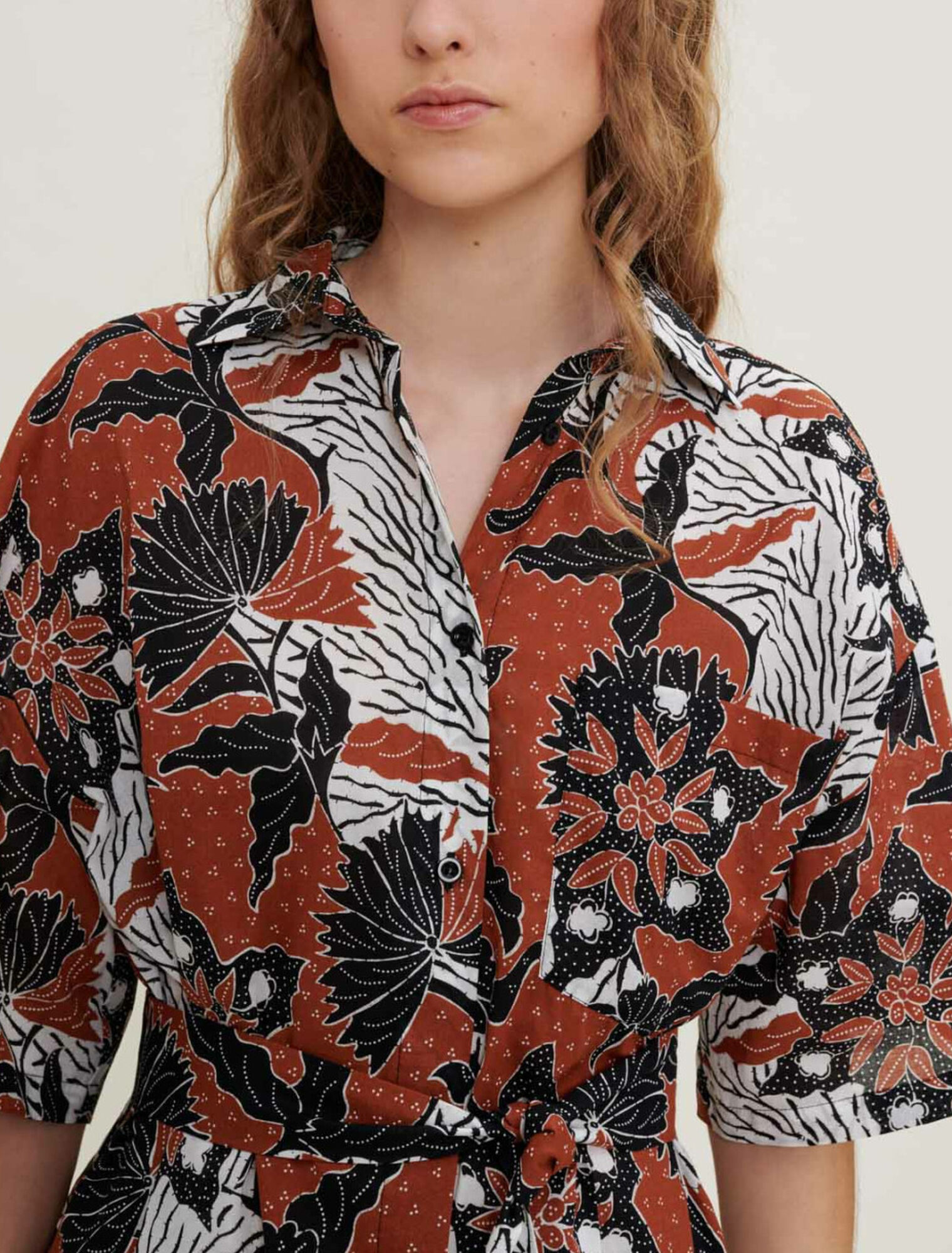 Abito camicia in voile di cotone