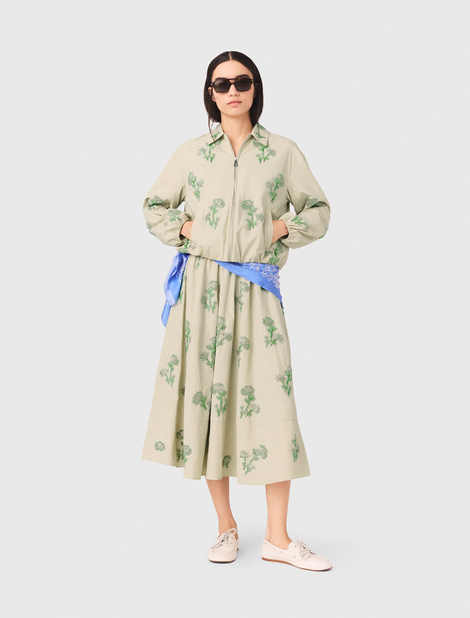 Bomber in tessuto tecnico ricamato