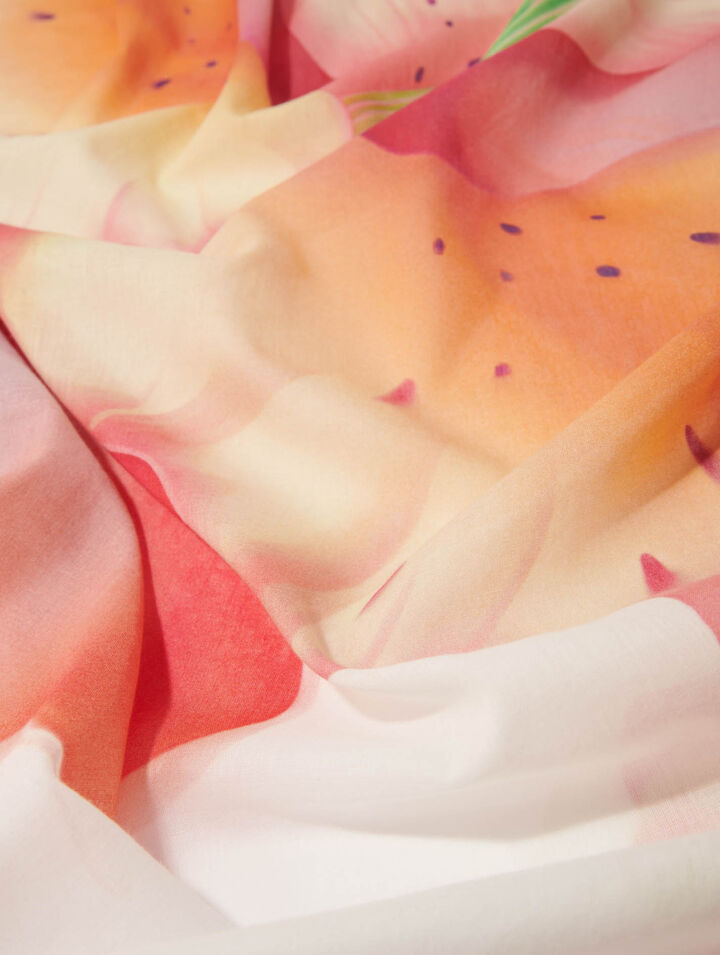 Pareo in cotone con stampa a fiori