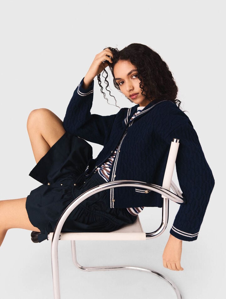 Cardigan trecce con scollo a barca