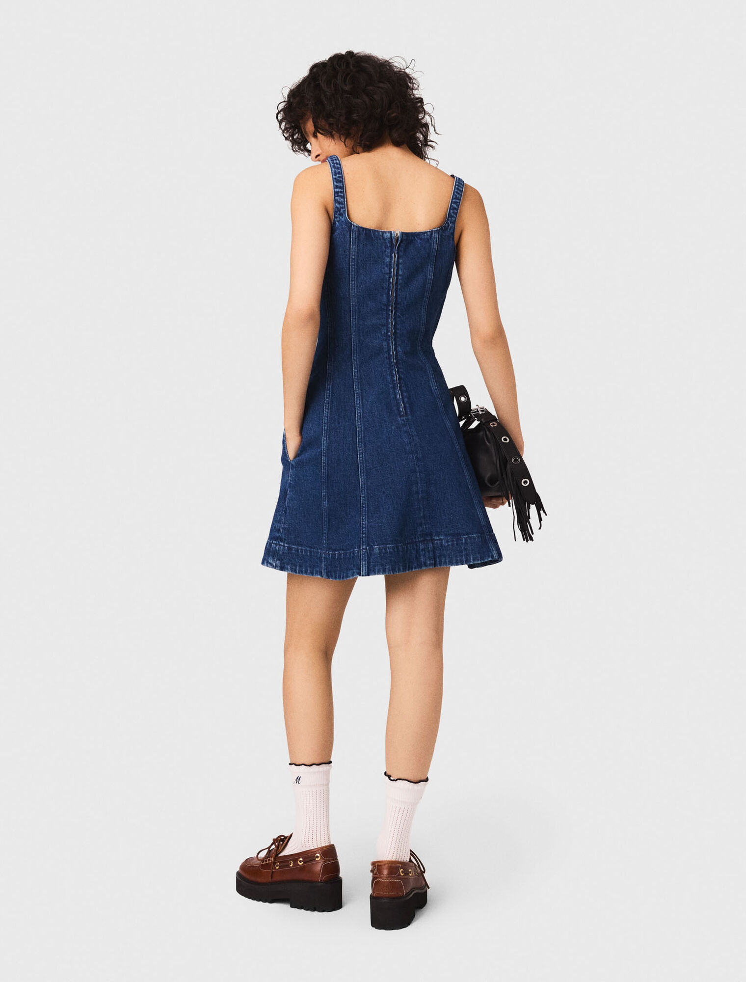 Abito babydoll corto in denim