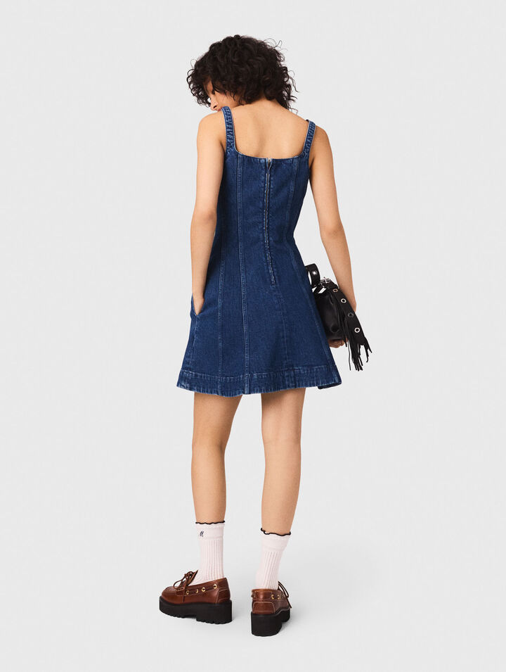 Abito babydoll corto in denim