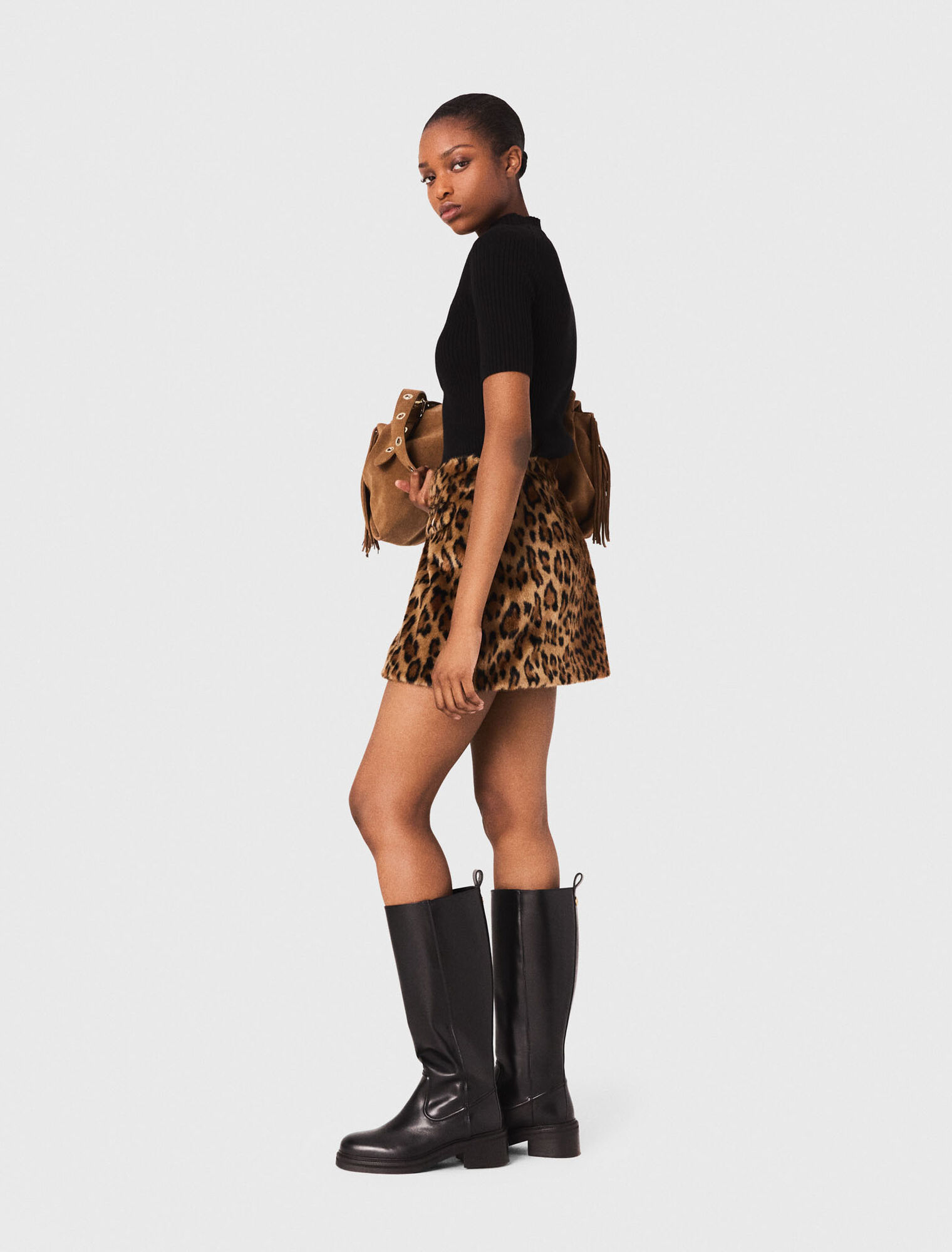 Minigonna in eco-pelliccia leopard