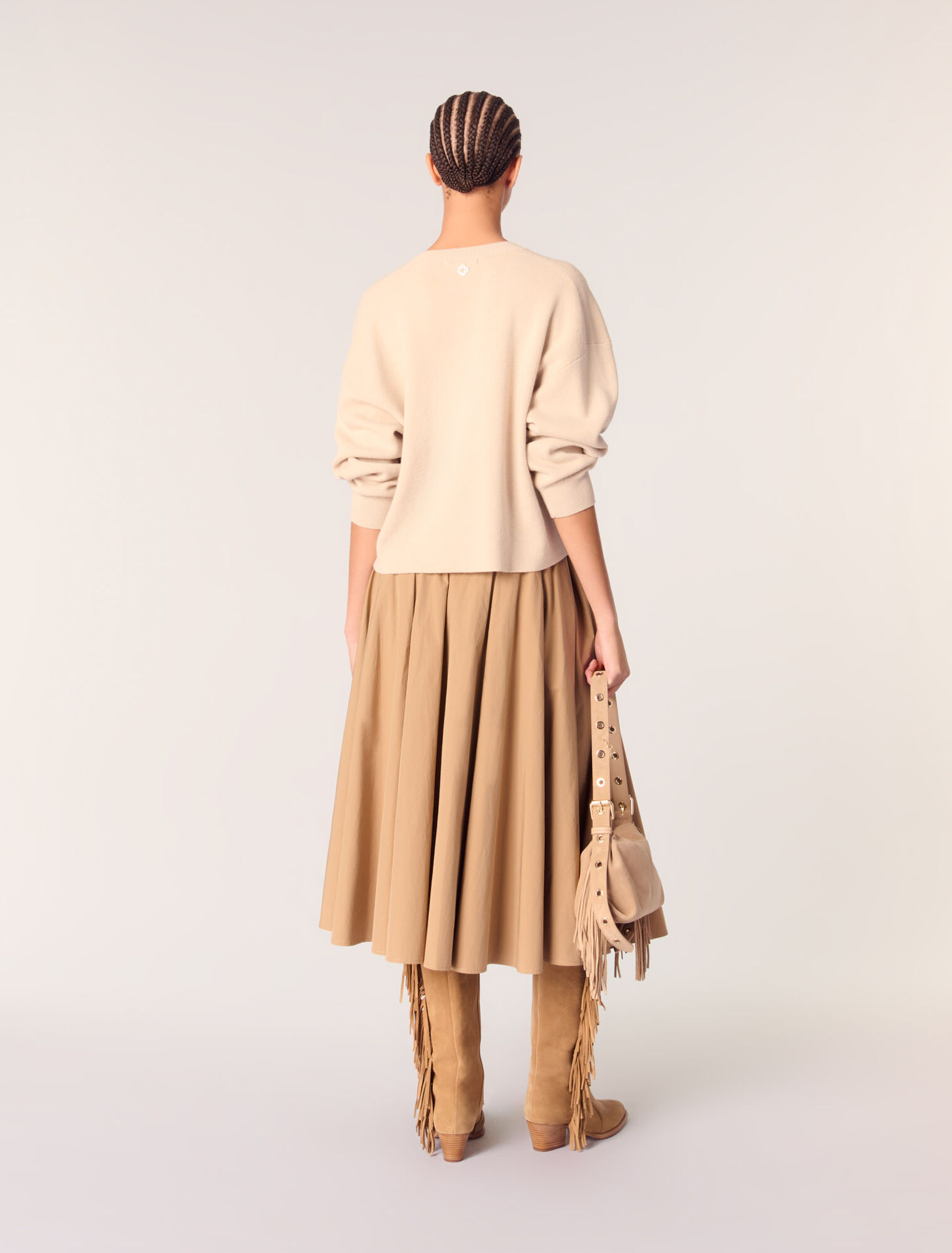 Maglione con scollo a V misto lana