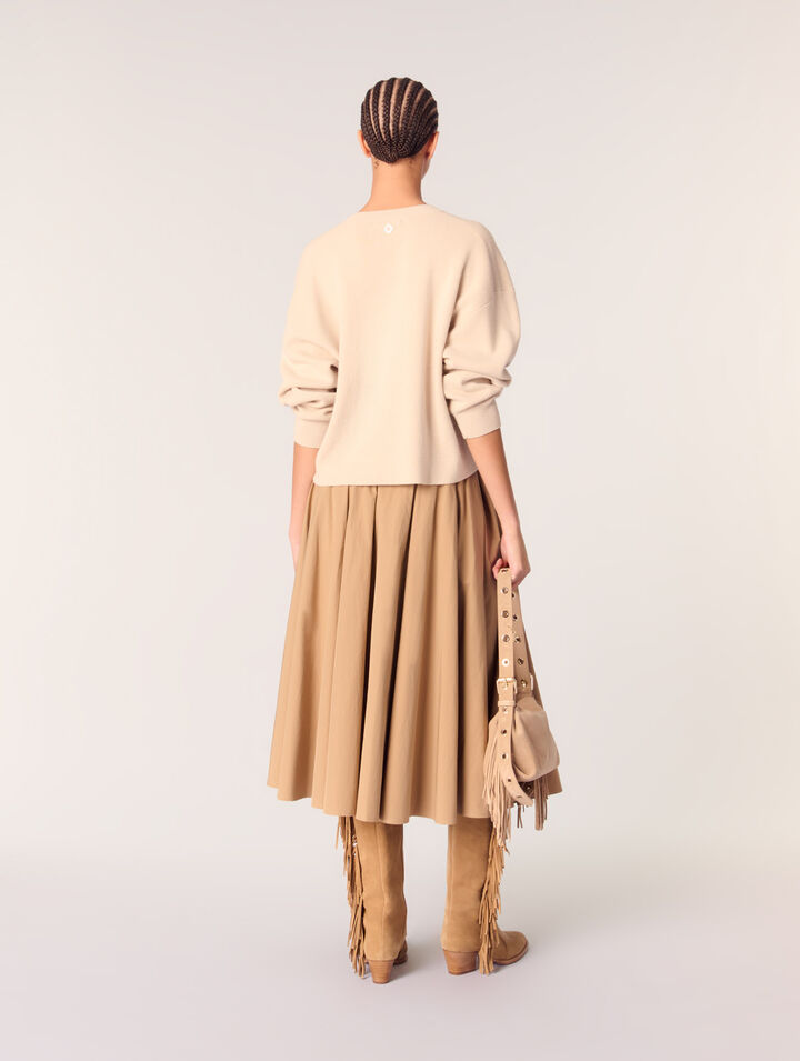 Maglione con scollo a V misto lana