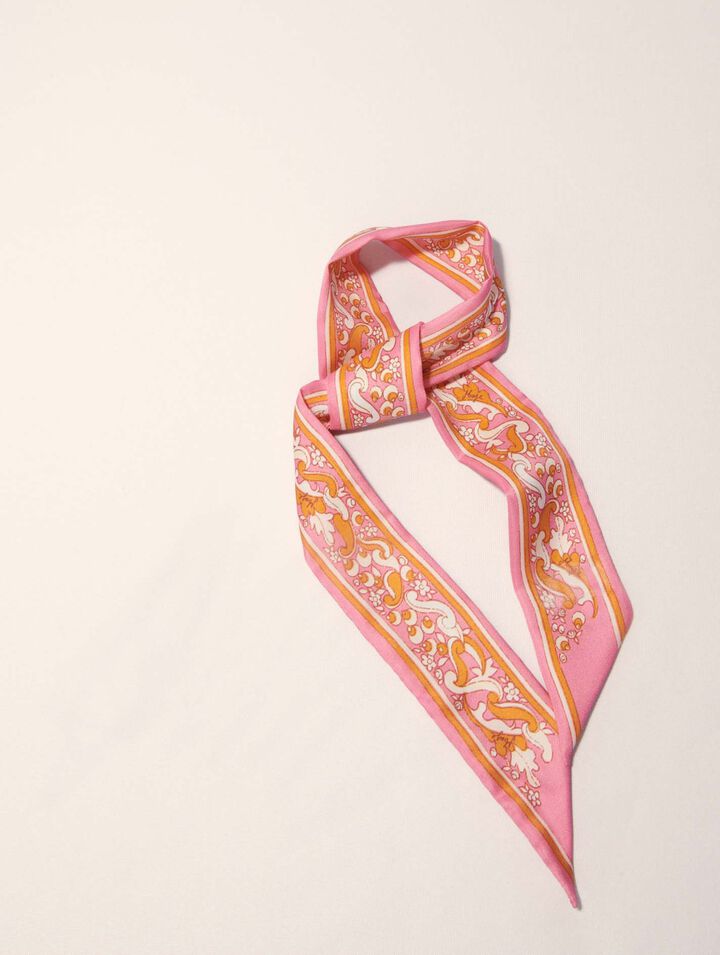 Foulard nastro 90x5 cm stampa fiori