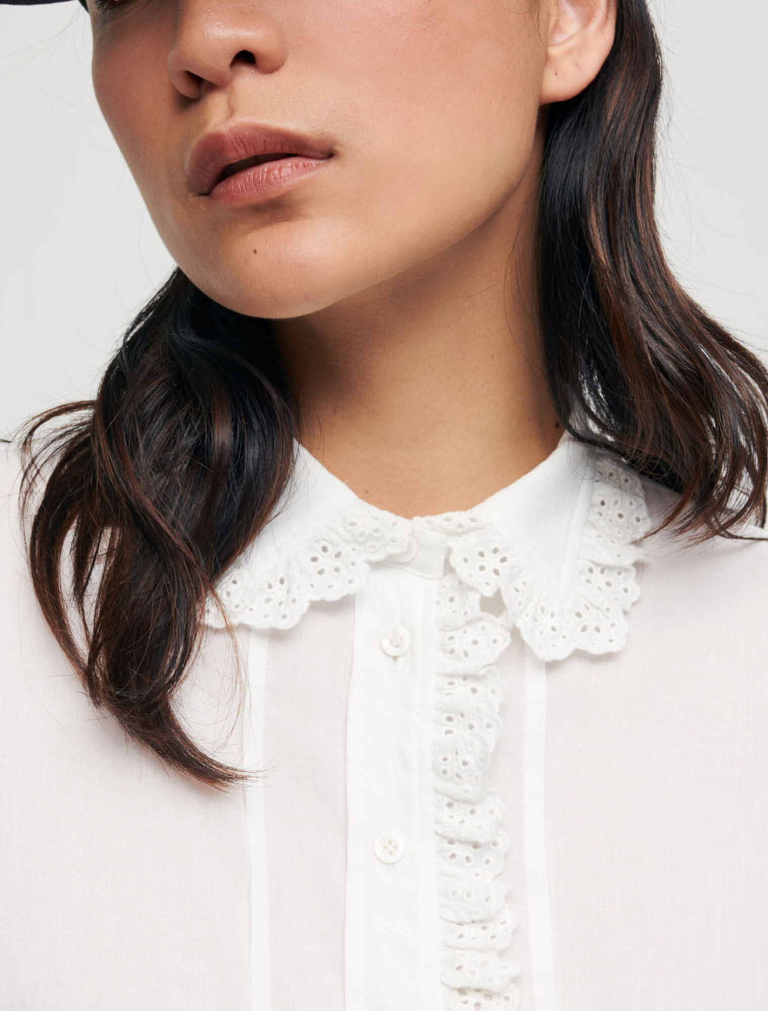 Camicia in voile con colletto Claudine