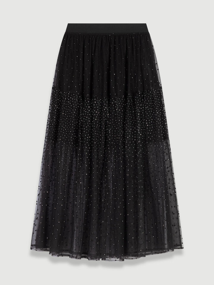 Gonna lunga in tulle a pois glitter
