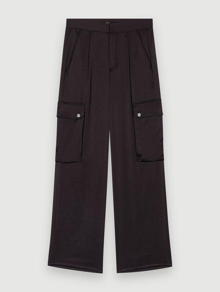 Pantaloni cargo satinati