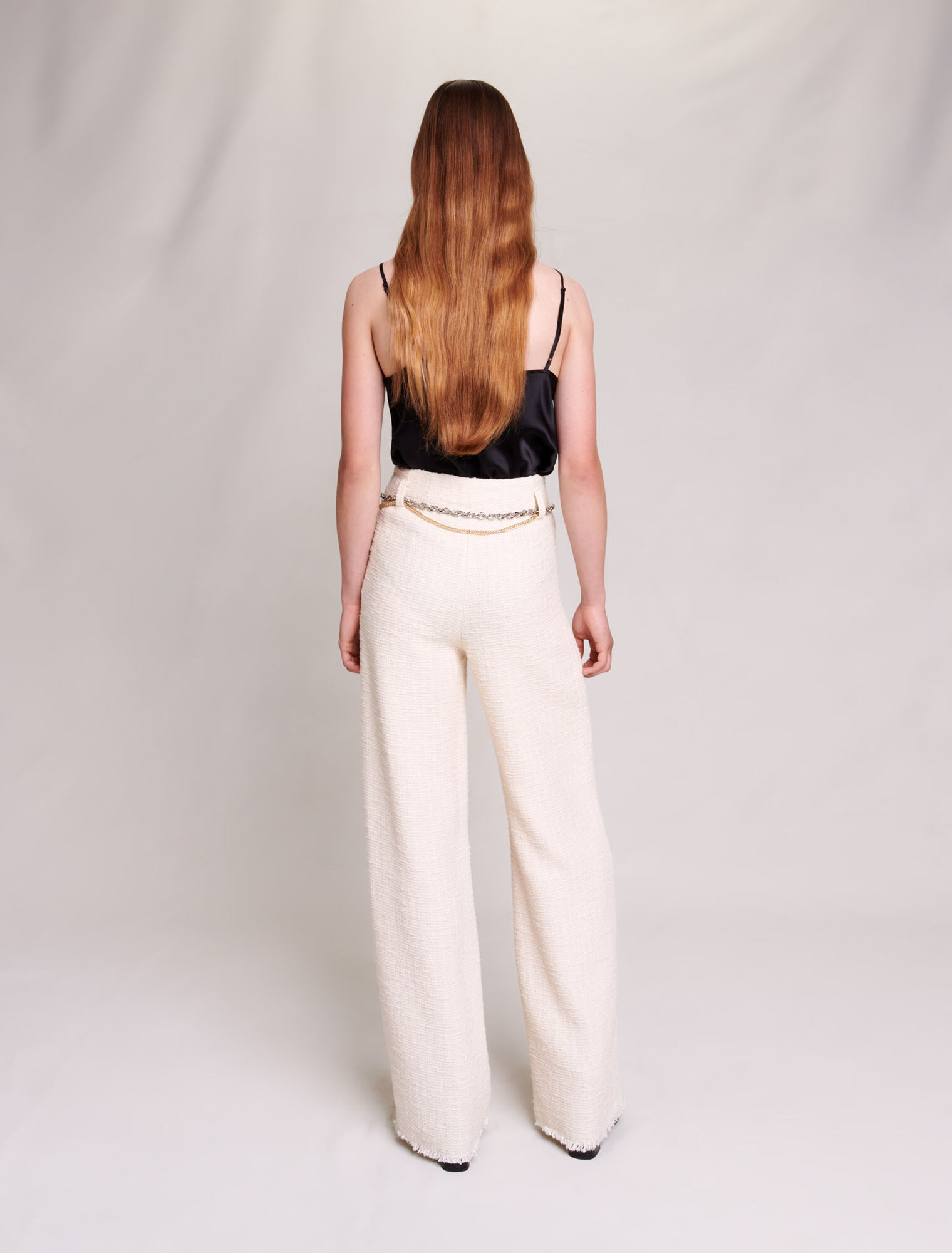 Pantaloni larghi in tweed