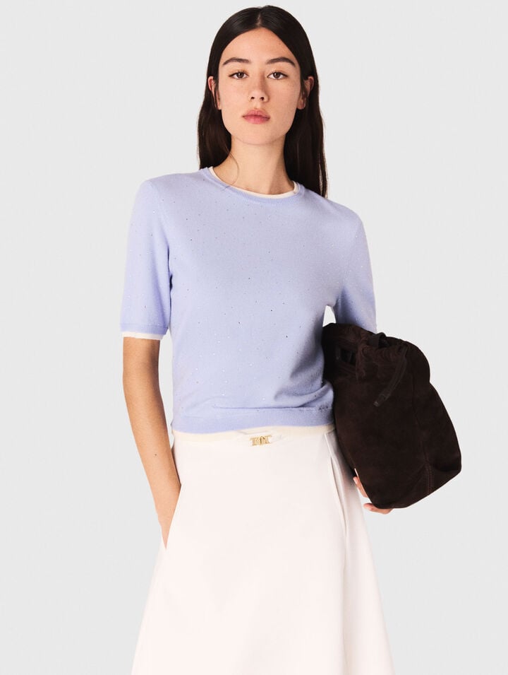 Maglione 100% lana con strass