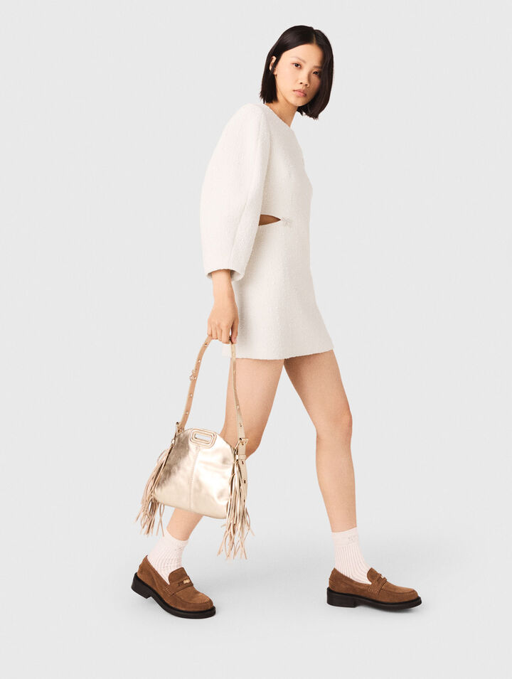 Abito corto tweed maniche a sbuffo