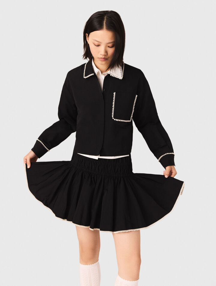 Gonna in taffetà con dettagli perle