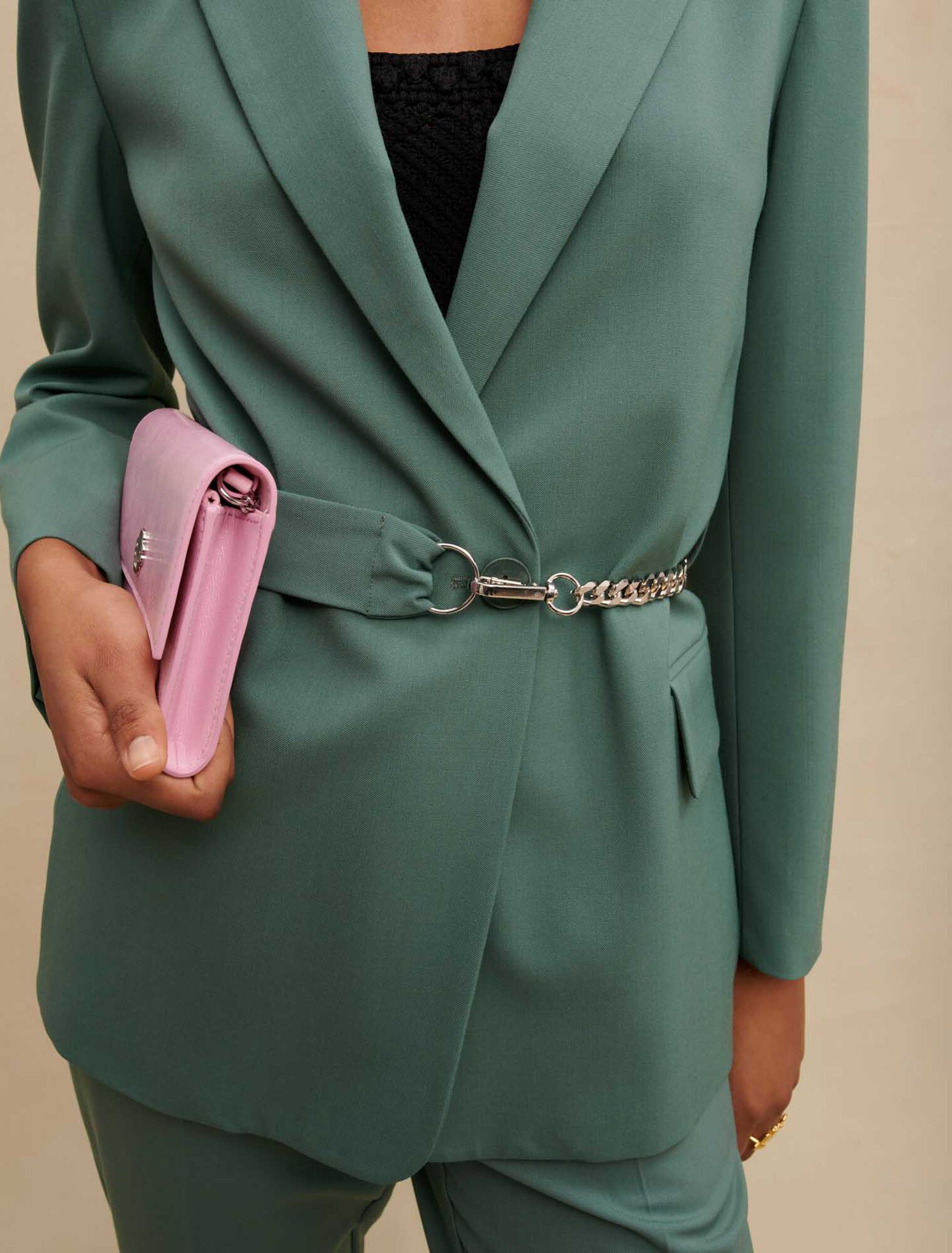 Giacca da tailleur con cintura a catena
