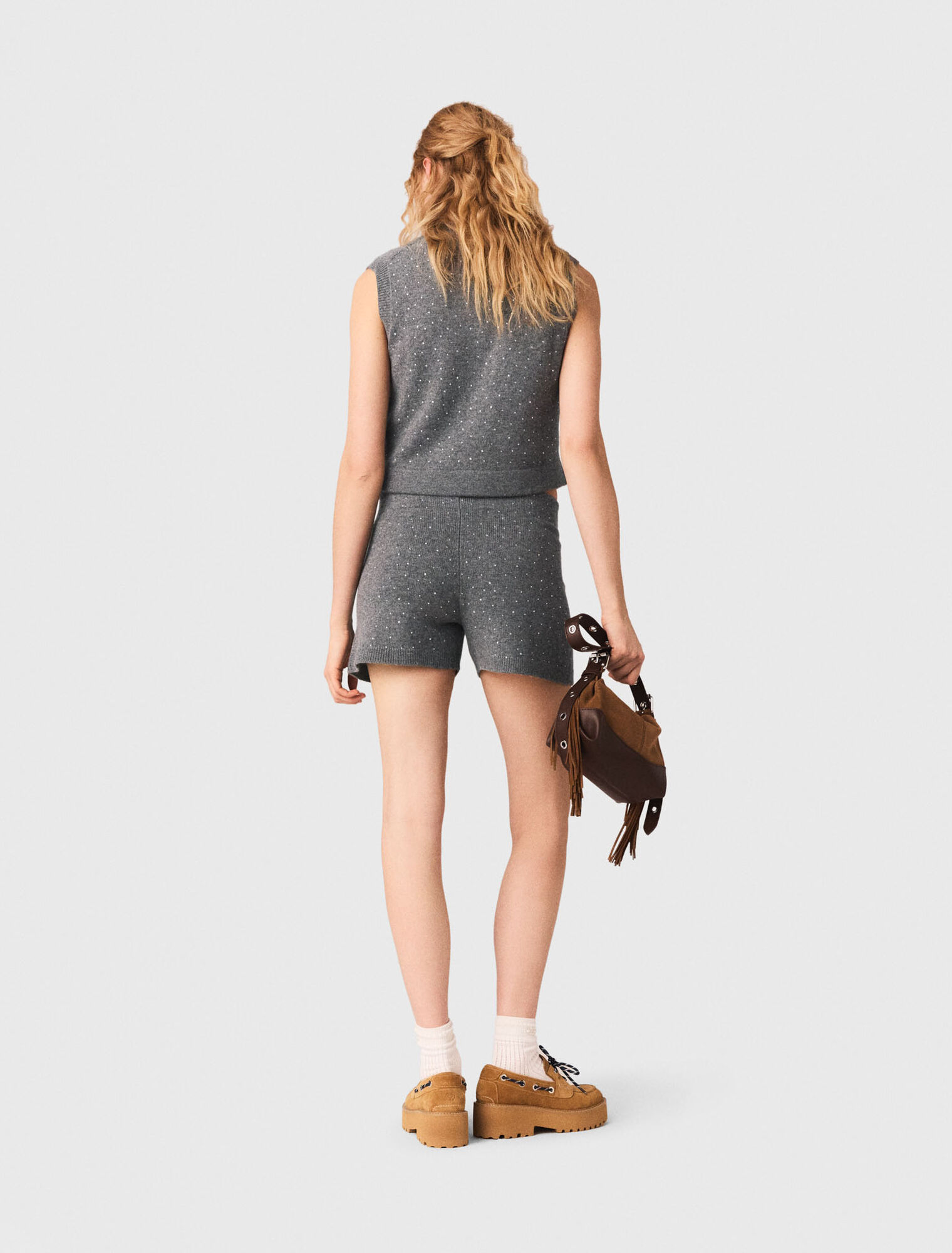 Top in maglia con strass