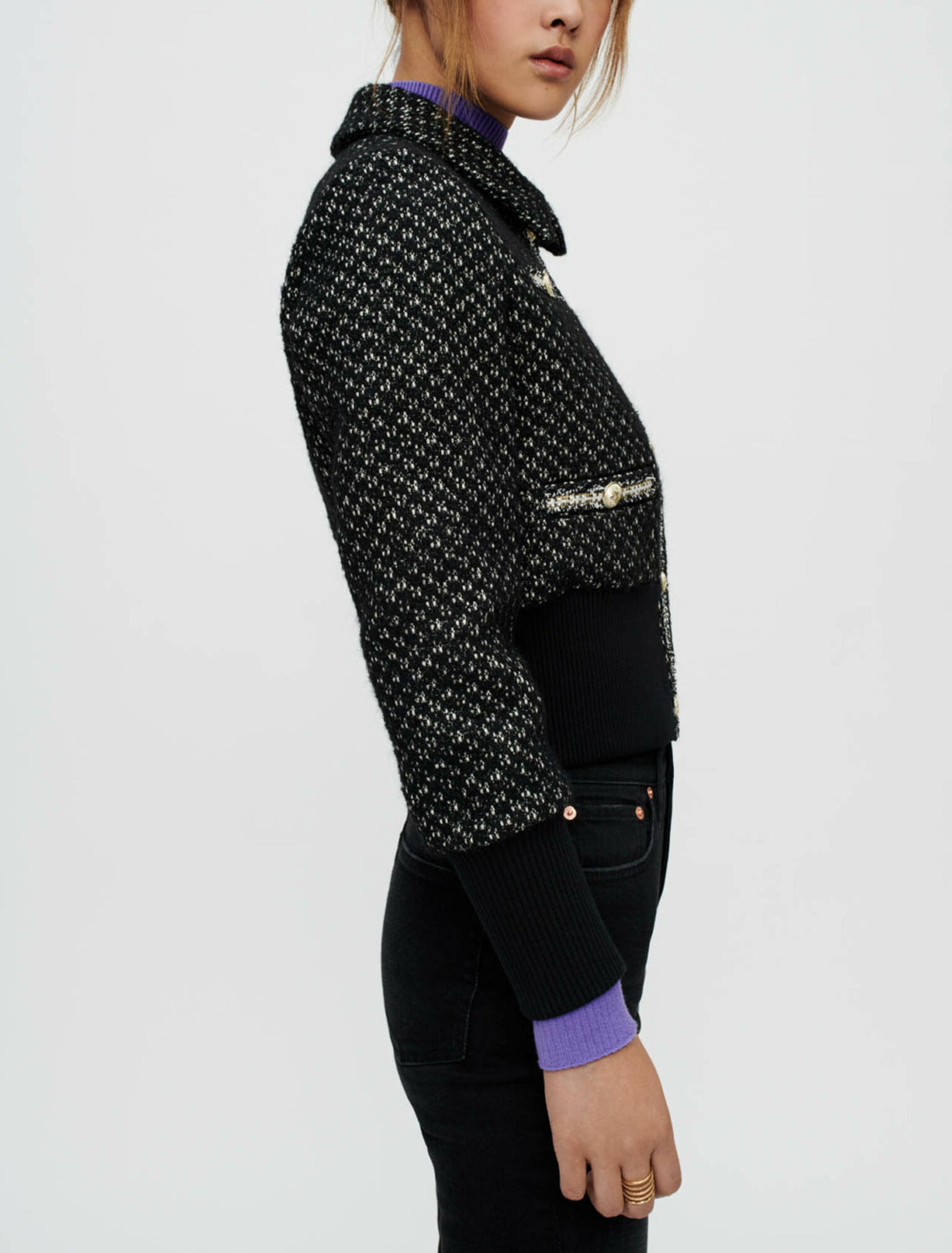 Giubbotto in tweed stretto in fondo