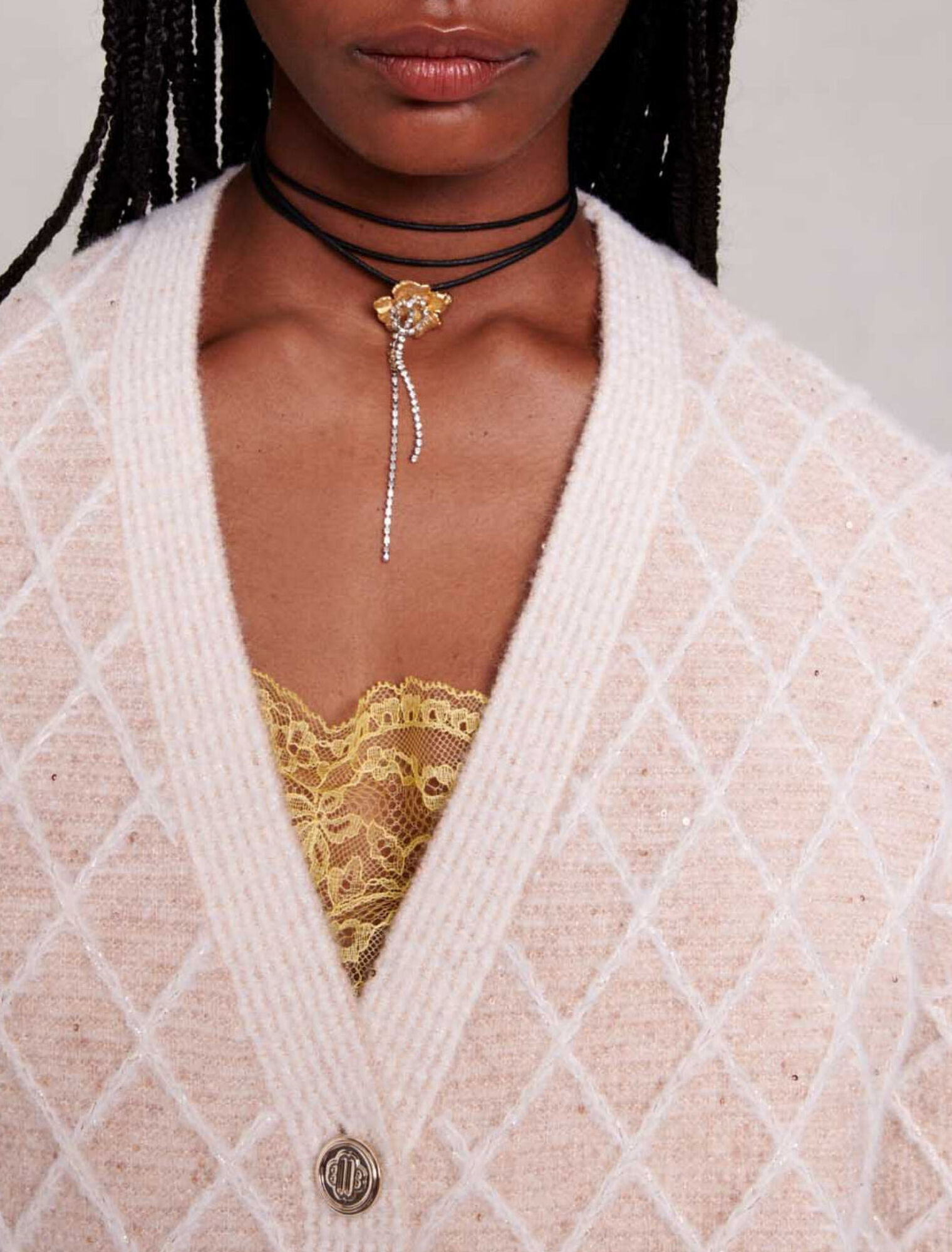 Cardigan in maglia a scacchi
