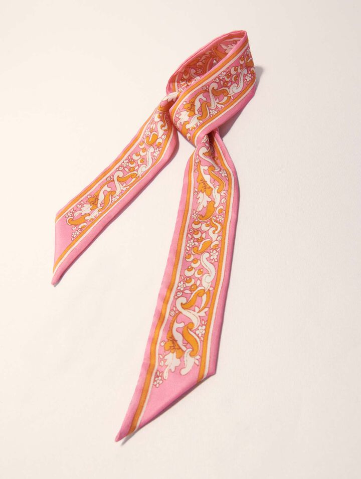 Foulard nastro 90x5 cm stampa fiori