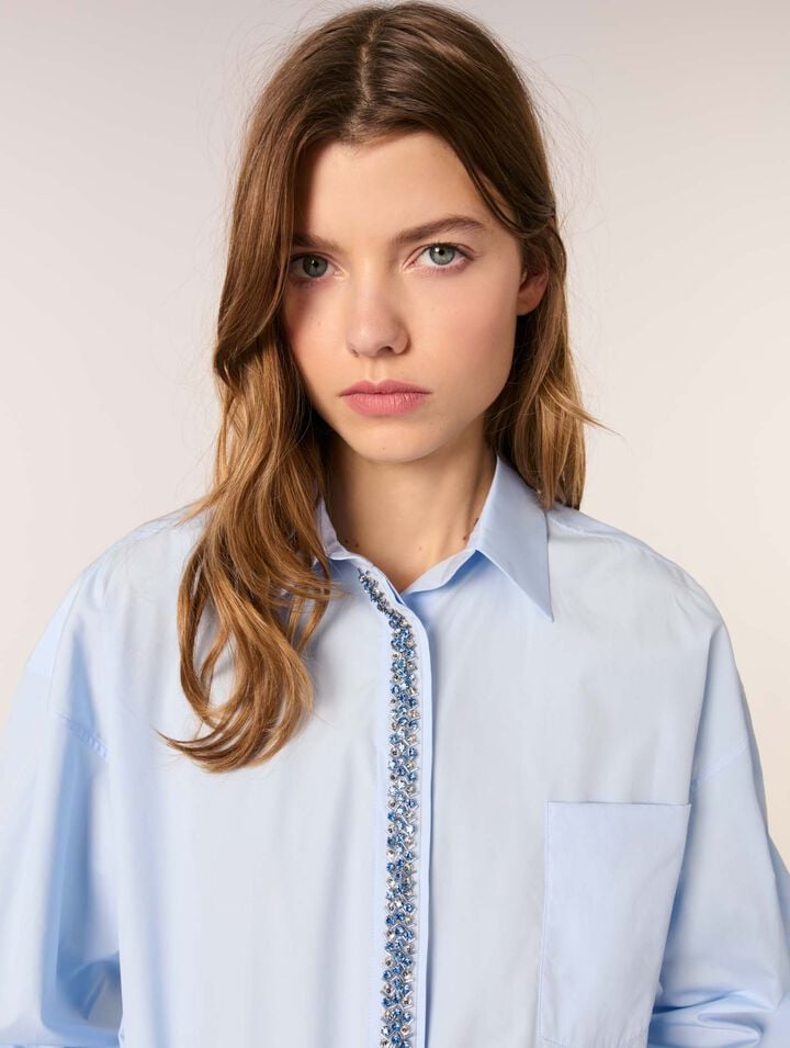 Camicia in popeline con strass