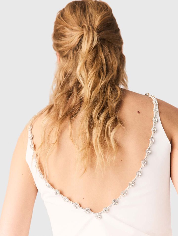 Top corto taffet&agrave; e collo gioiello