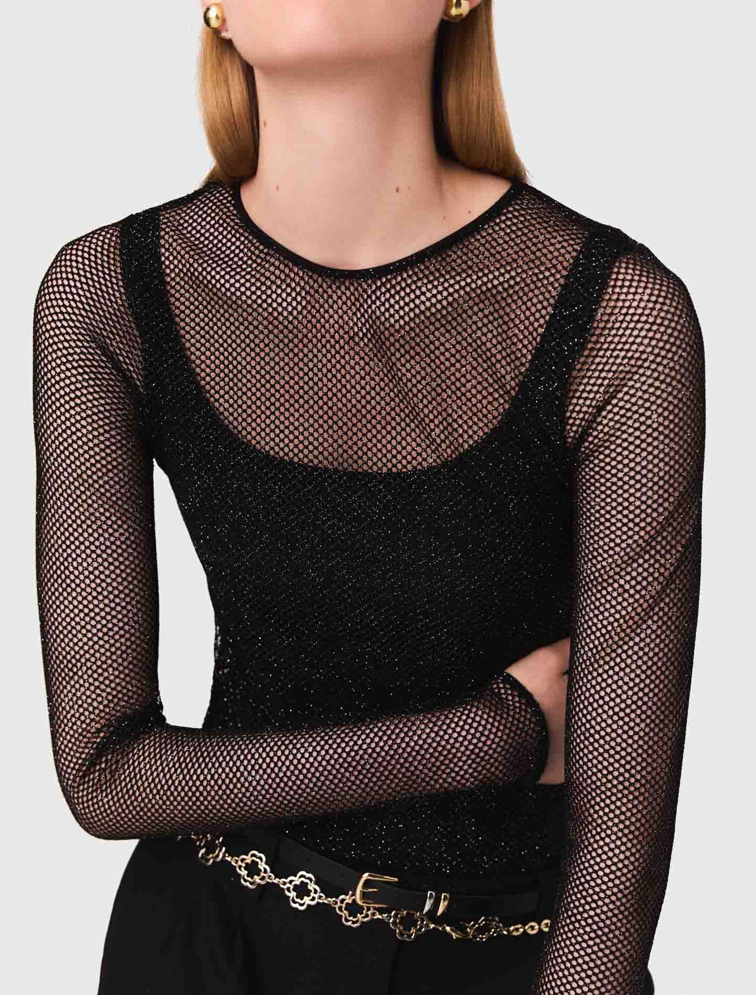 Top in jersey con strass