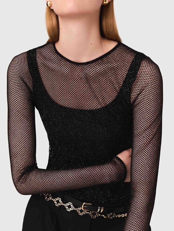 Top in jersey con strass