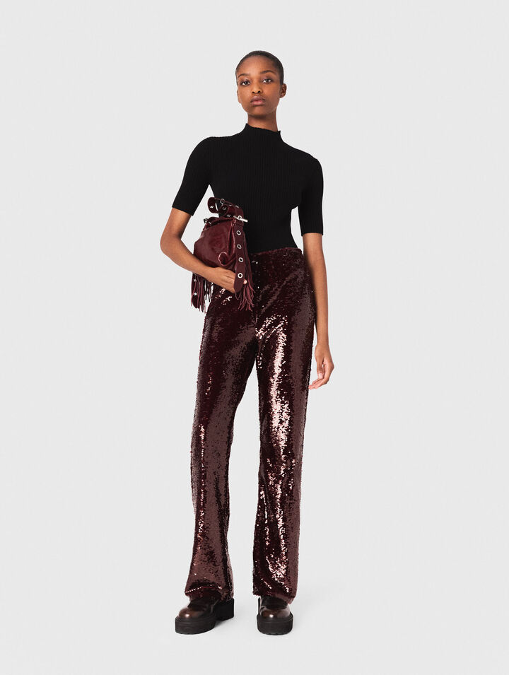 Pantaloni ricamati con paillettes