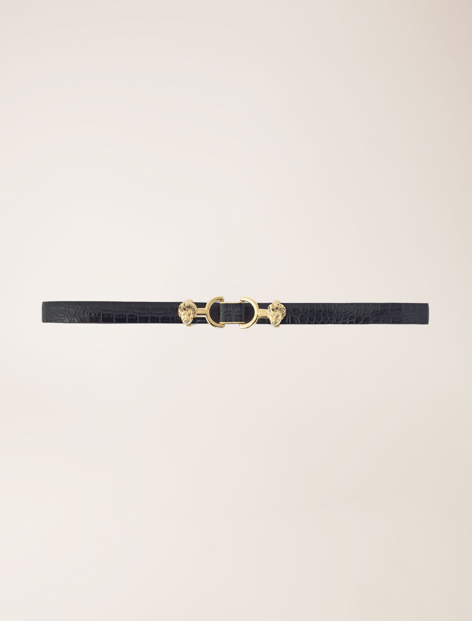 Cintura fine in pelle fibbia leone