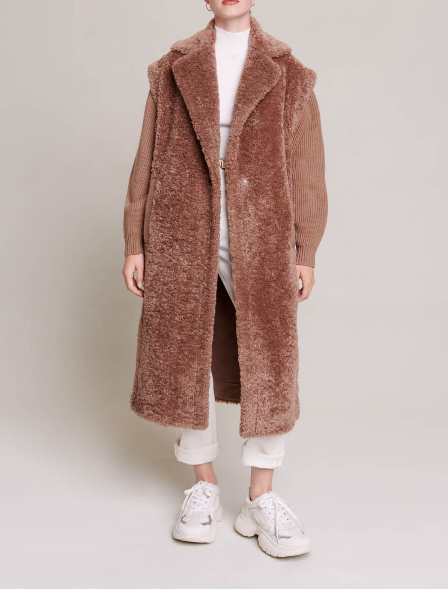 Cappotto lungo in ecopelliccia